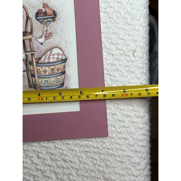 Margaret B. Signed Vintage Country Decor Matted Two Prints High Chair Blanket - Picture 5 of 9